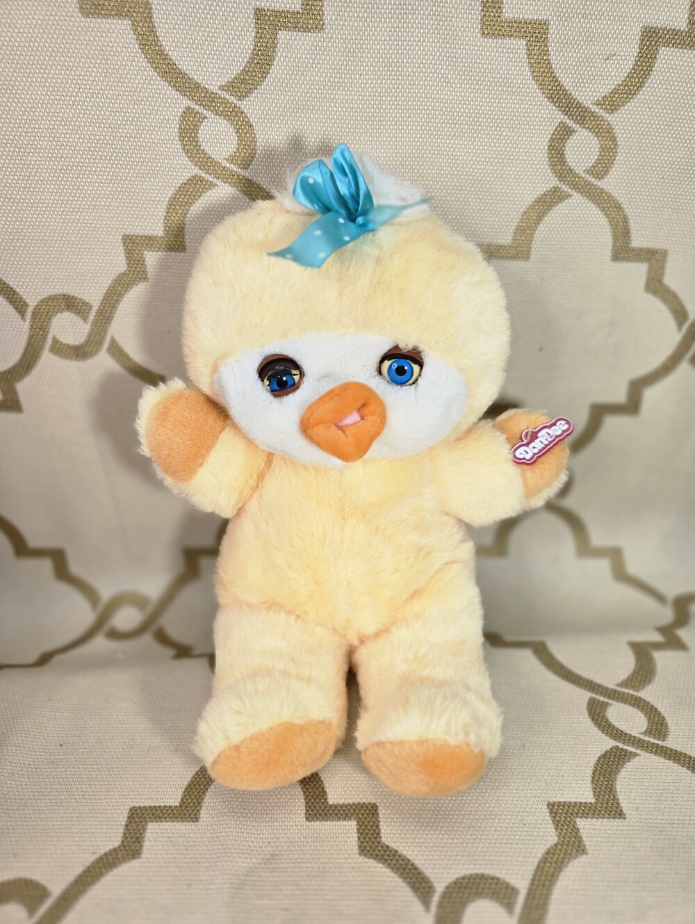 Vintage Dandee Duck Stuffed Animal with Rocker Eyes Plush Toy 14"H - Read Below